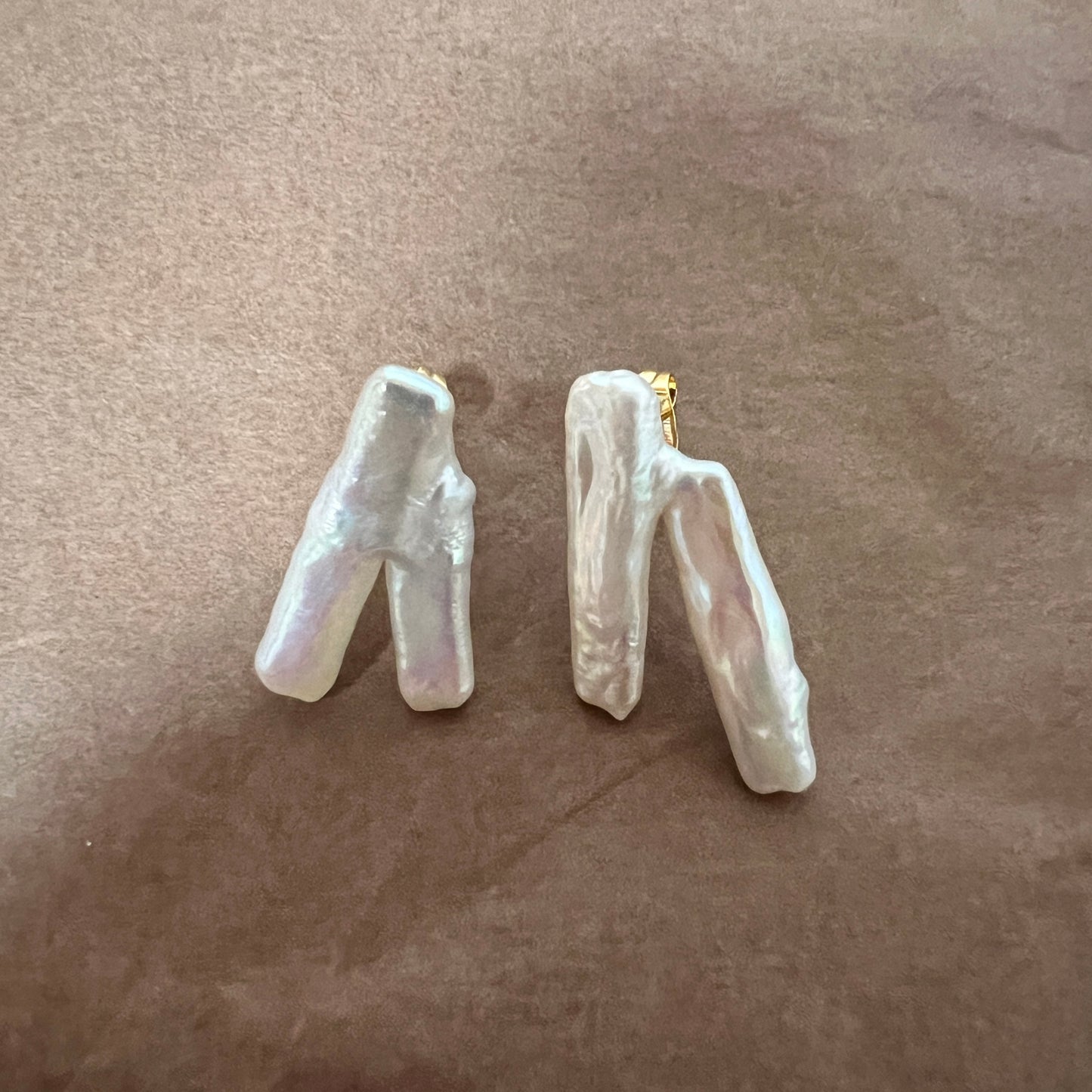 White Freshwater Pearl Earrings - Minimalist Interconnected Branch Design , Modern Everyday Luxury