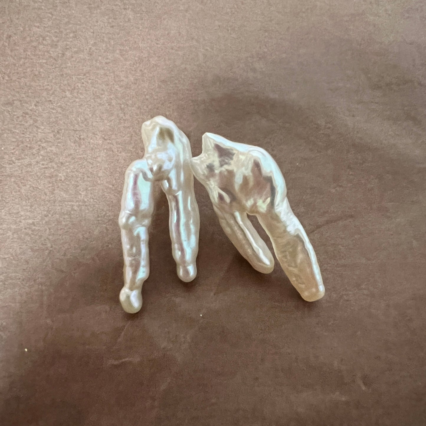 White Freshwater Pearl Earrings - Minimalist Interconnected Branch Design , Modern Everyday Luxury